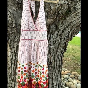 Vintage Style Halter Polka Dot Floral Dress